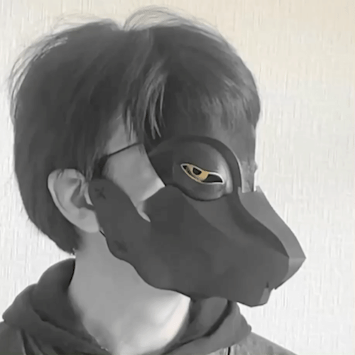 Lycanthrope Mask — werewolf papercraft mask kit with an articulated jaw, by Hayashi Takeo | KAMENYA OMOTE