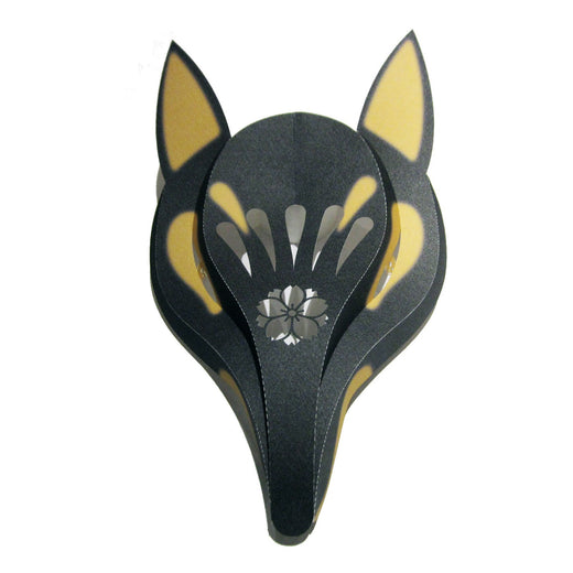 Fox Mask with Sakura Crest - Black, front
