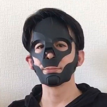 Gaikotsu Skull Face Mask - Black, worn