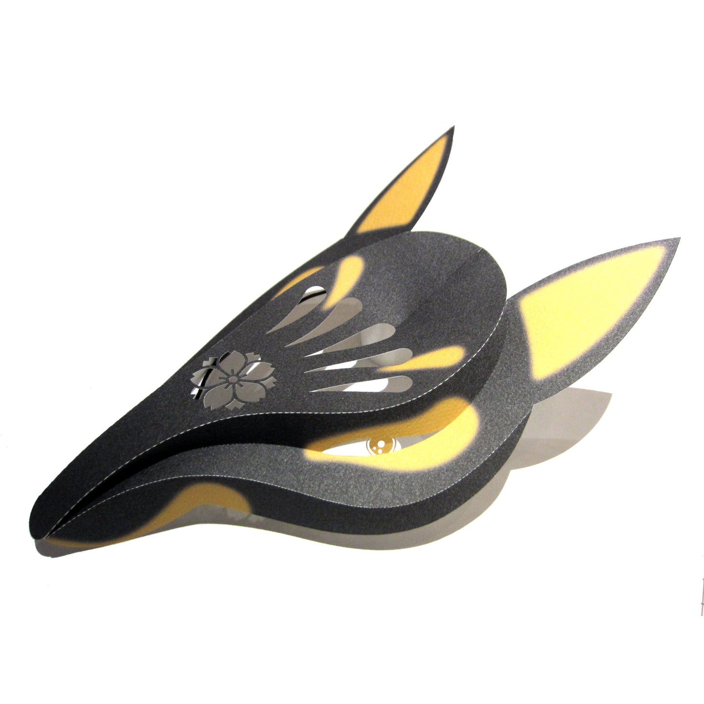 Fox Mask with Sakura Crest - Black, side view