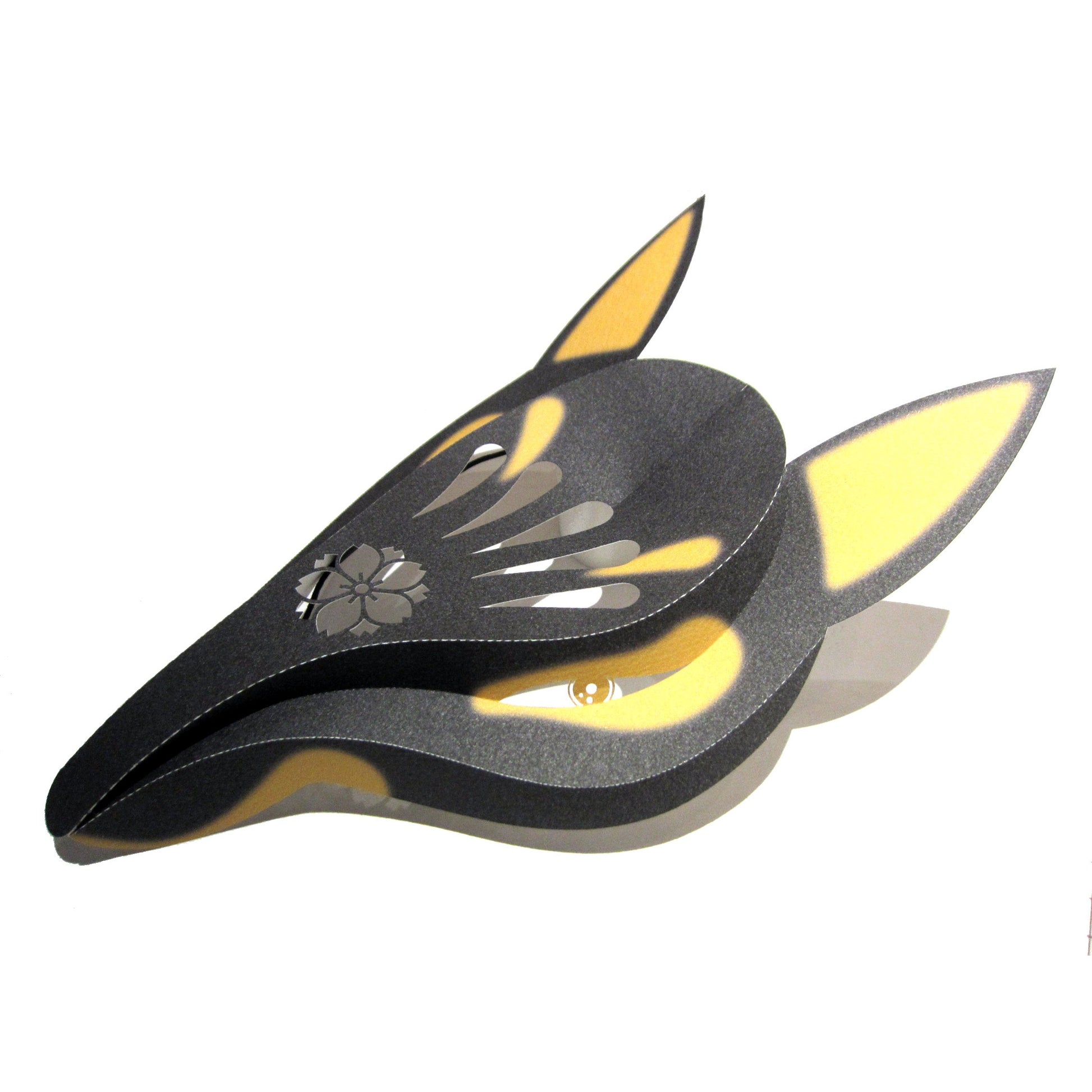 Fox Mask with Sakura Crest - Black, side view
