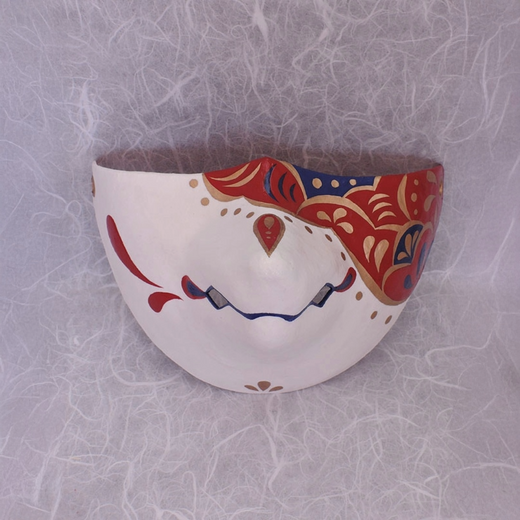 Higo Fox Chin Mask — handmade habutae-bari kitsune (fox) mask by Komendo | KAMENYA OMOTE