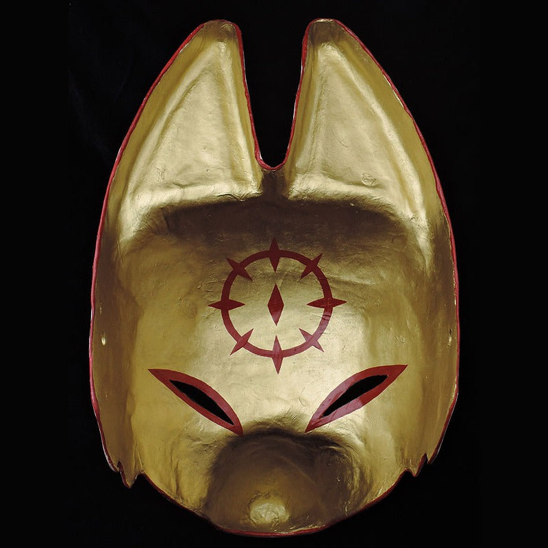 Taiyo Sun Half-Fox Mask — handmade habutae-bari kitsune (fox) mask by Komendo | KAMENYA OMOTE