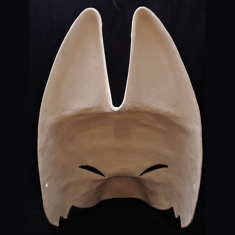 Ao Blue Half-Fox Mask — handmade habutae-bari kitsune (fox) mask by Komendo | KAMENYA OMOTE