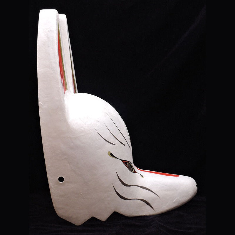 Kon Soul Half-Fox Mask — handmade habutae-bari kitsune (fox) mask by Komendo | KAMENYA OMOTE