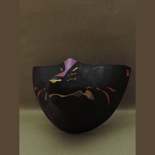 Kurogane Iron Fox Chin Mask — handmade habutae-bari kitsune (fox) mask by Komendo | KAMENYA OMOTE