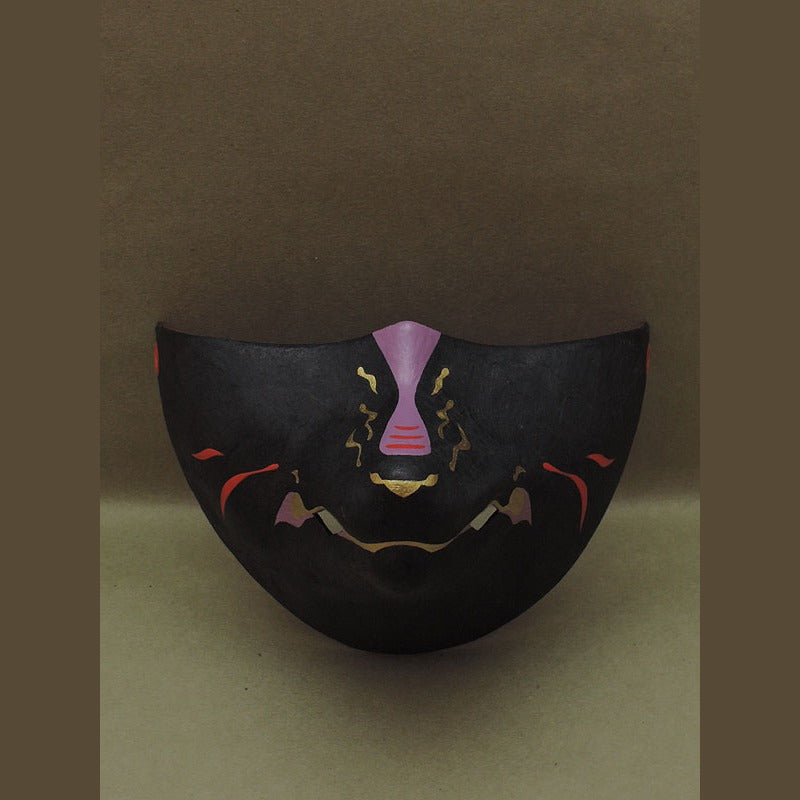 Kurogane Iron Fox Chin Mask — handmade habutae-bari kitsune (fox) mask by Komendo | KAMENYA OMOTE