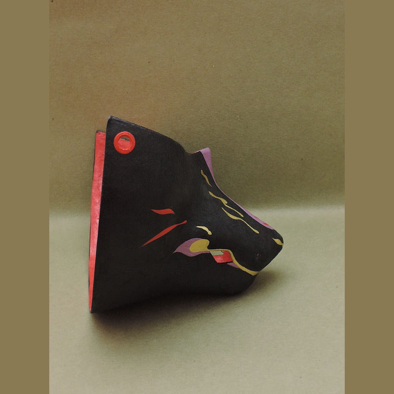 Kurogane Iron Fox Chin Mask — handmade habutae-bari kitsune (fox) mask by Komendo | KAMENYA OMOTE