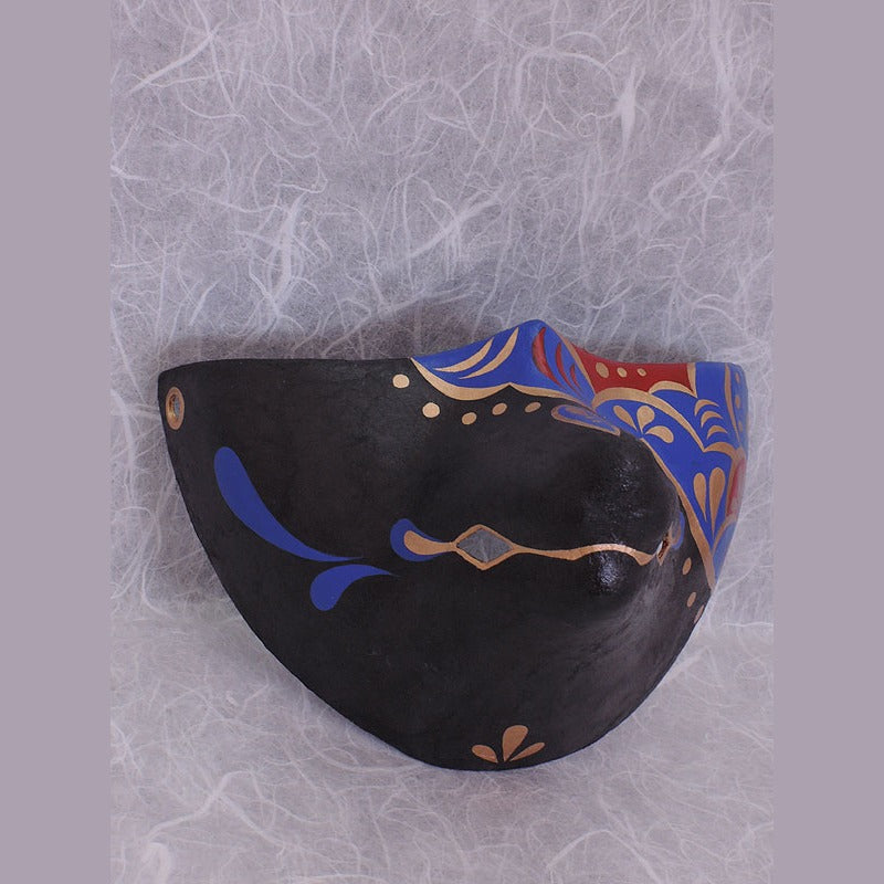 Kago Fox Chin Mask — handmade habutae-bari kitsune (fox) mask by Komendo | KAMENYA OMOTE