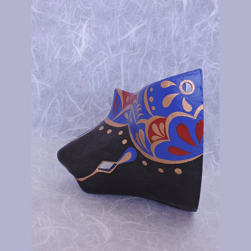 Kago Fox Chin Mask — handmade habutae-bari kitsune (fox) mask by Komendo | KAMENYA OMOTE
