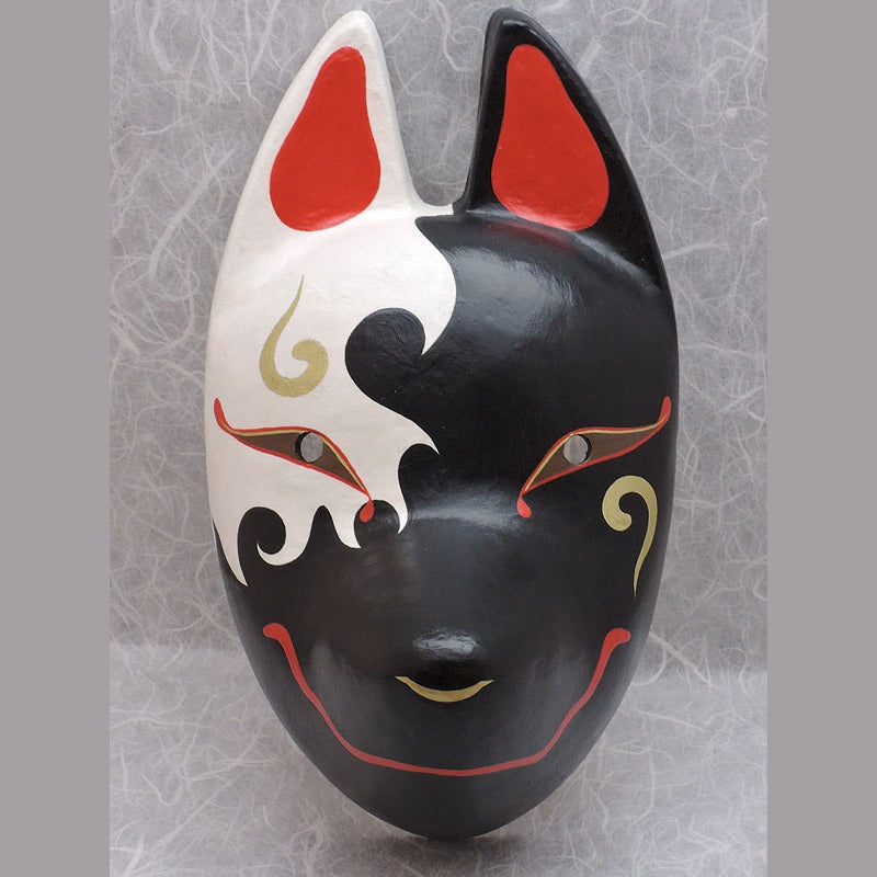 Shinshoku Fox Mask — handmade habutae-bari kitsune (fox) mask by Komendo | KAMENYA OMOTE