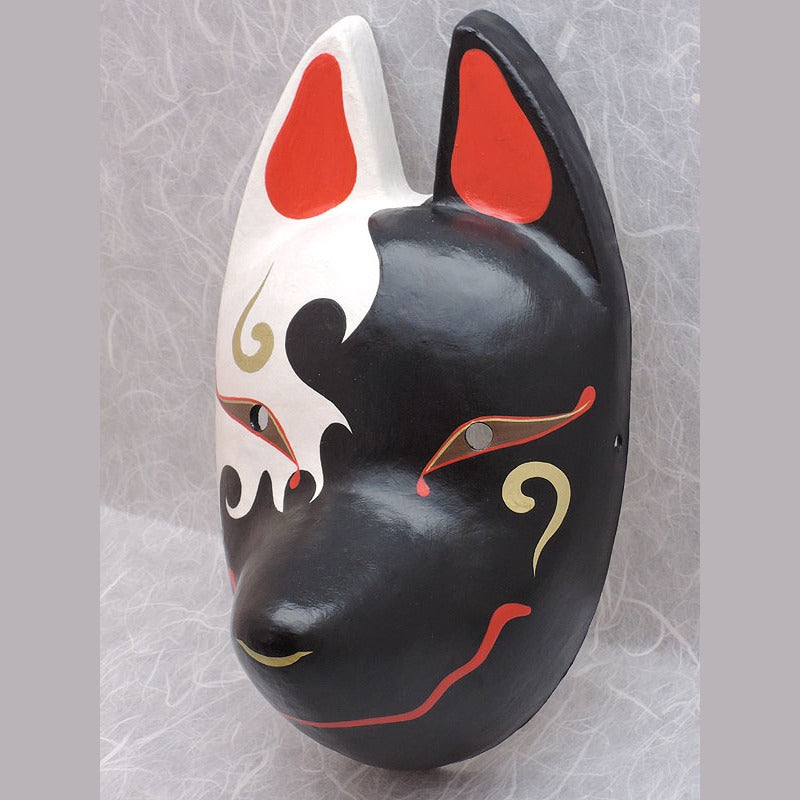 Shinshoku Fox Mask — handmade habutae-bari kitsune (fox) mask by Komendo | KAMENYA OMOTE