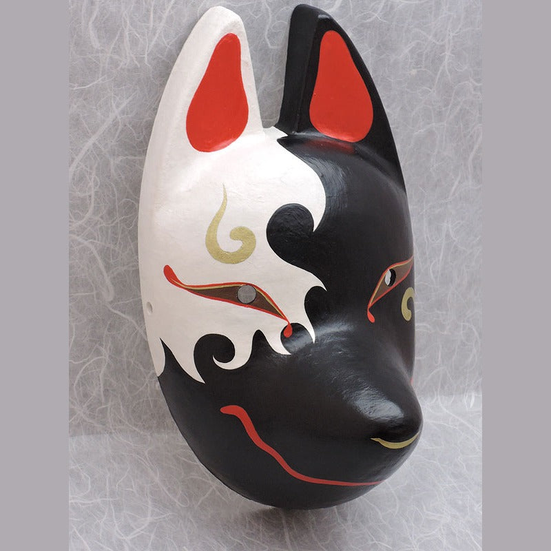 Shinshoku Fox Mask — handmade habutae-bari kitsune (fox) mask by Komendo | KAMENYA OMOTE