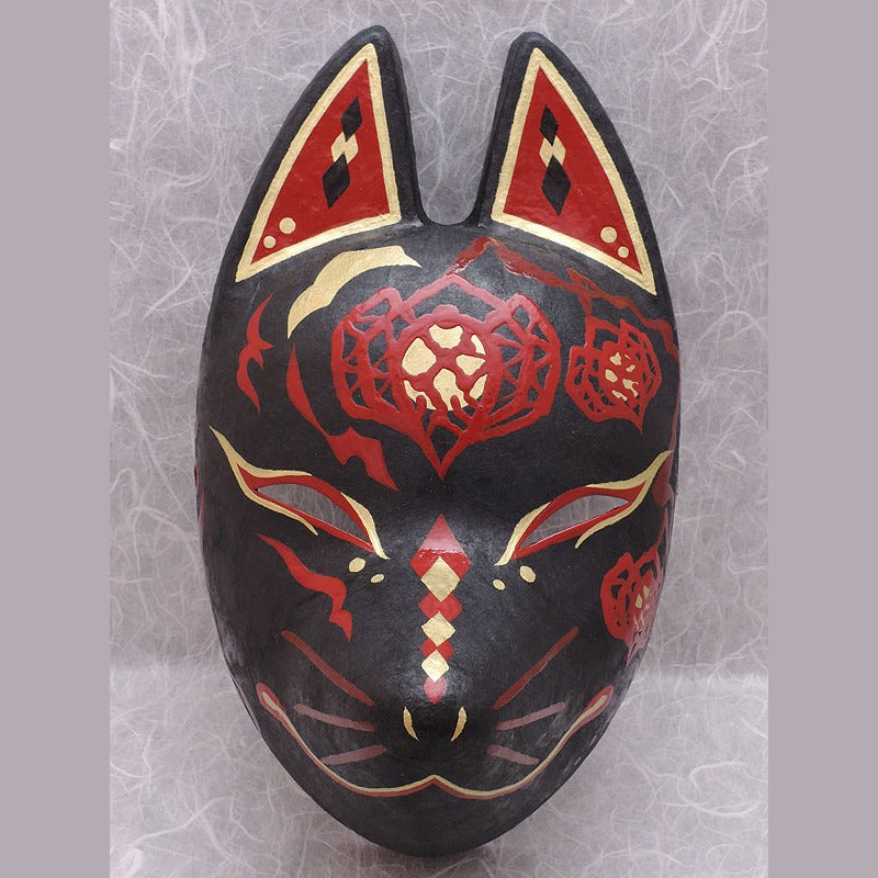 Hoozuki Fox Mask — handmade habutae-bari kitsune (fox) mask by Komendo | KAMENYA OMOTE