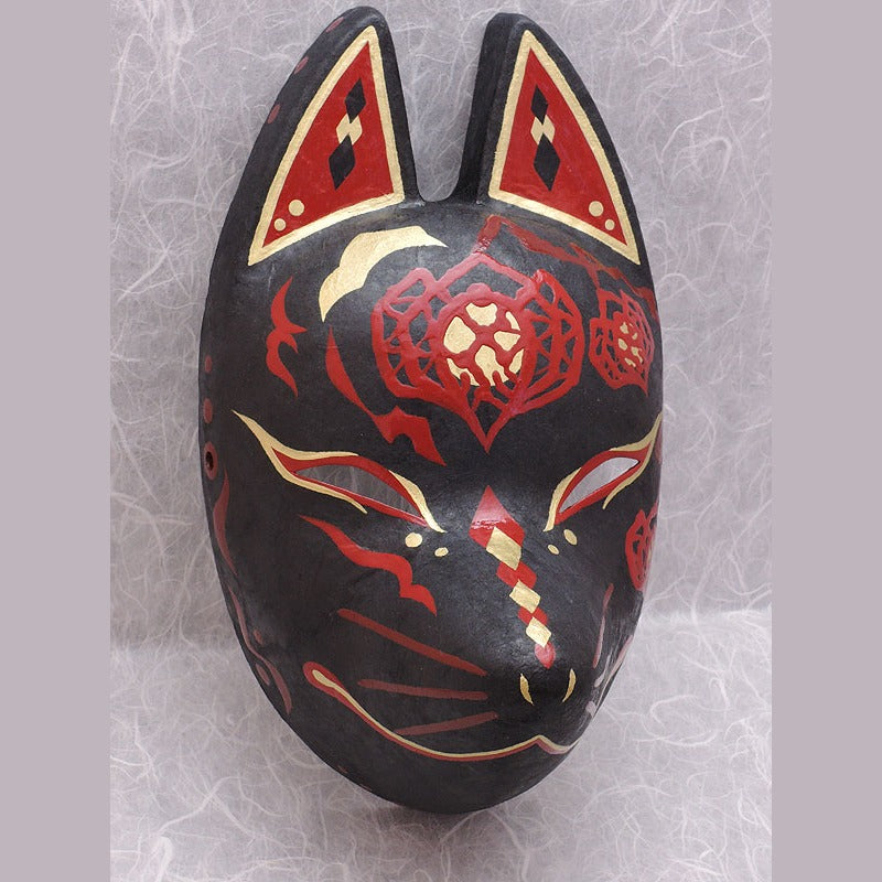 Hoozuki Fox Mask — handmade habutae-bari kitsune (fox) mask by Komendo | KAMENYA OMOTE