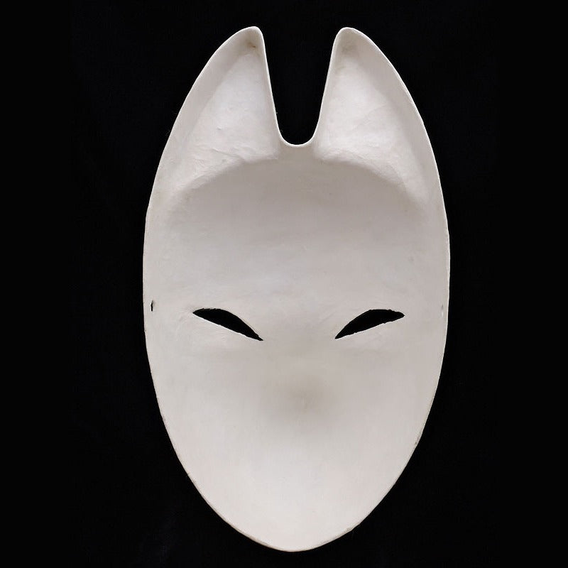 Keshi Poppy Fox Mask — handmade habutae-bari kitsune (fox) mask by Komendo | KAMENYA OMOTE