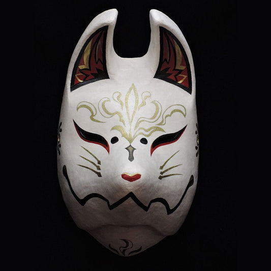 Kyubi Nine-Tailed Fox Mask — handmade habutae-bari kitsune (fox) mask by Komendo | KAMENYA OMOTE