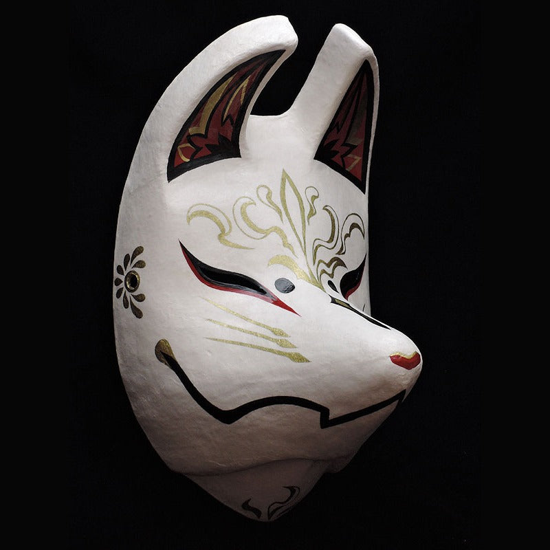 Kyubi Nine-Tailed Fox Mask — handmade habutae-bari kitsune (fox) mask by Komendo | KAMENYA OMOTE