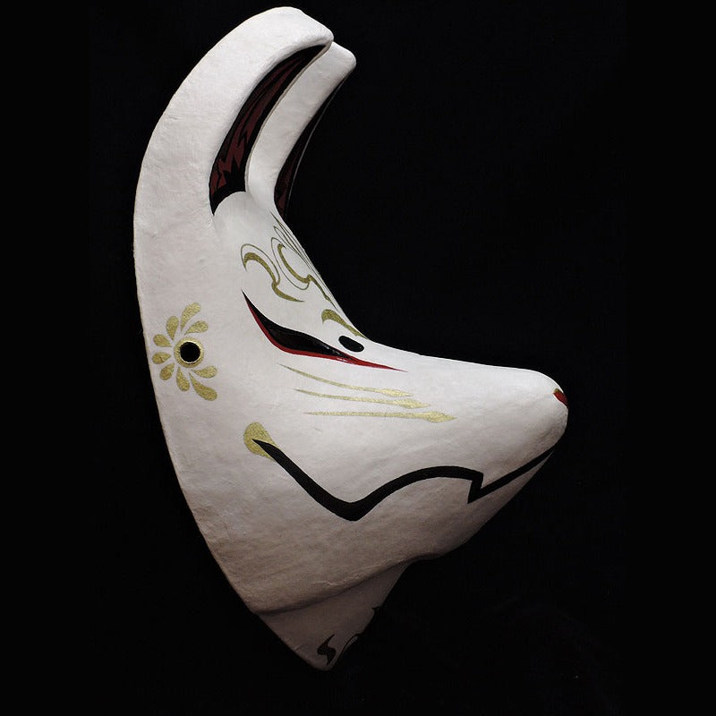 Kyubi Nine-Tailed Fox Mask — handmade habutae-bari kitsune (fox) mask by Komendo | KAMENYA OMOTE