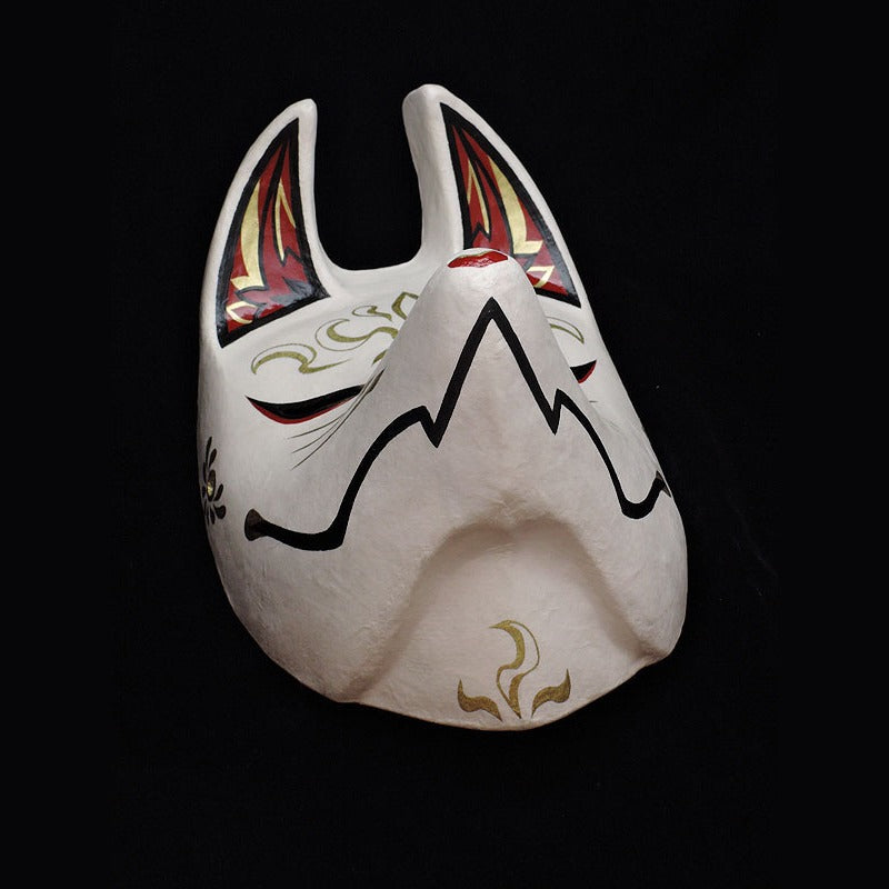 Kyubi Nine-Tailed Fox Mask — handmade habutae-bari kitsune (fox) mask by Komendo | KAMENYA OMOTE