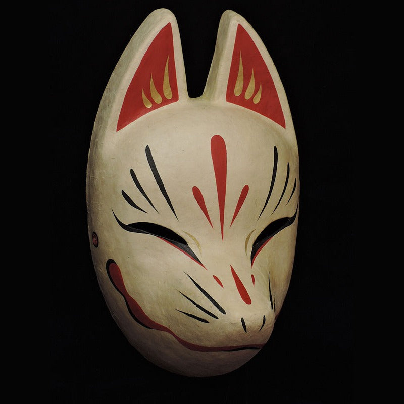 Suzune Fox Mask — handmade habutae-bari kitsune (fox) mask by Komendo | KAMENYA OMOTE