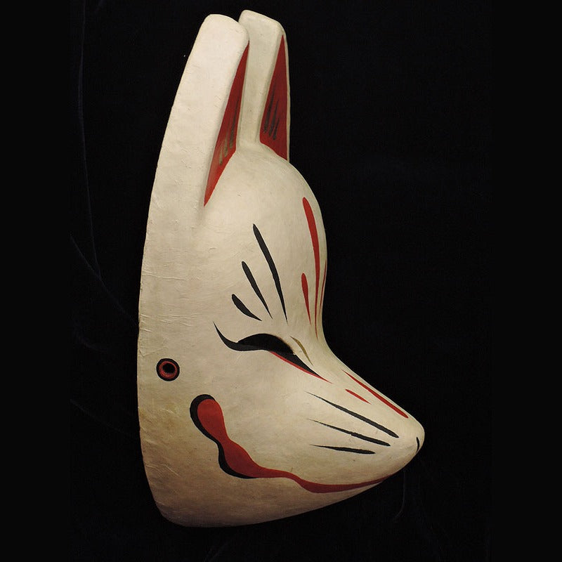 Suzune Fox Mask — handmade habutae-bari kitsune (fox) mask by Komendo | KAMENYA OMOTE