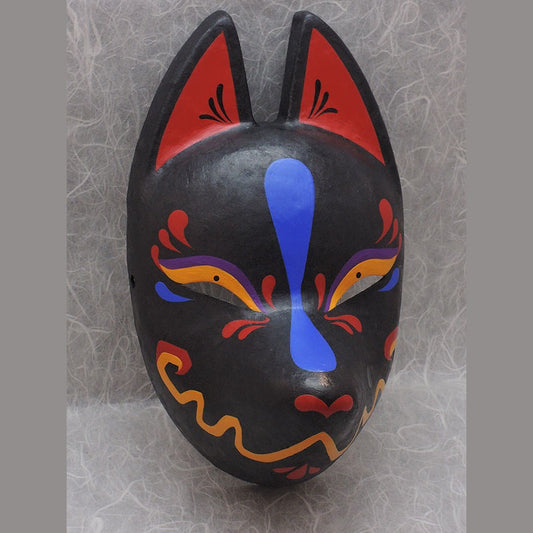 Ikusa Battle Fox Mask — handmade habutae-bari kitsune (fox) mask by Komendo | KAMENYA OMOTE