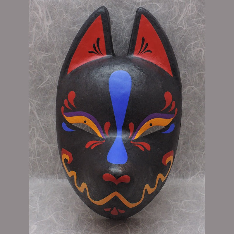 Ikusa Battle Fox Mask — handmade habutae-bari kitsune (fox) mask by Komendo | KAMENYA OMOTE