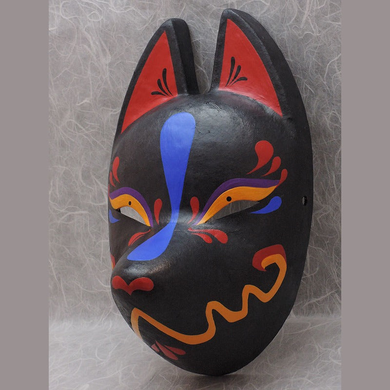 Ikusa Battle Fox Mask — handmade habutae-bari kitsune (fox) mask by Komendo | KAMENYA OMOTE