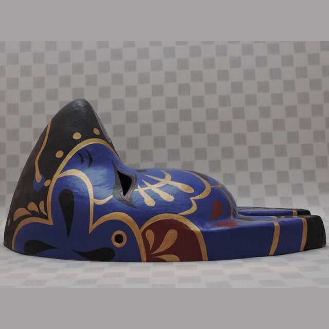 Kago Guardian Fox Mask — handmade habutae-bari kitsune (fox) mask by Komendo | KAMENYA OMOTE