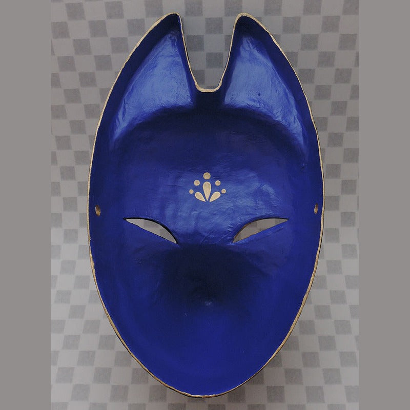 Kago Guardian Fox Mask — handmade habutae-bari kitsune (fox) mask by Komendo | KAMENYA OMOTE