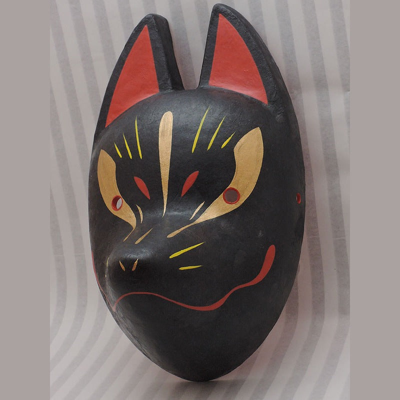 Shinmoku Fox Mask — handmade habutae-bari kitsune (fox) mask by Komendo | KAMENYA OMOTE
