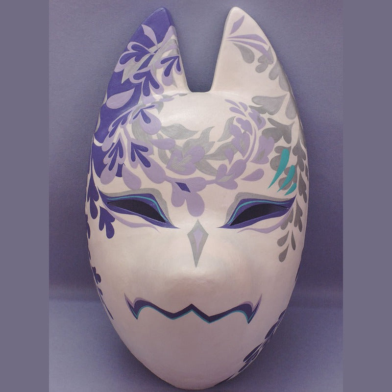 Fujishigure Fox Mask — handmade habutae-bari kitsune (fox) mask by Komendo | KAMENYA OMOTE