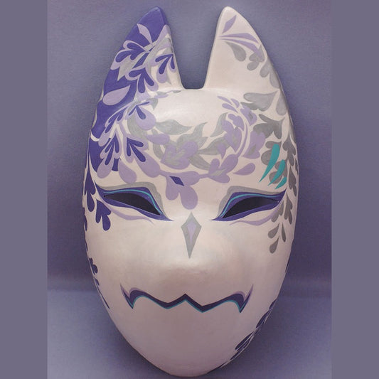 Fujishigure Fox Mask — handmade habutae-bari kitsune (fox) mask by Komendo | KAMENYA OMOTE