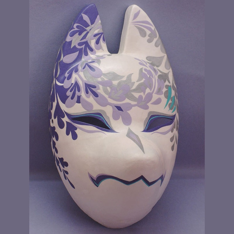 Fujishigure Fox Mask — handmade habutae-bari kitsune (fox) mask by Komendo | KAMENYA OMOTE
