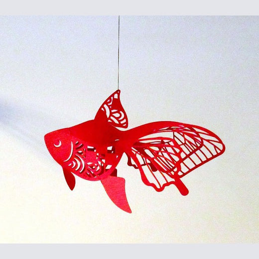 Butterfly-Tail Ryukin Goldfish - Red, hanging