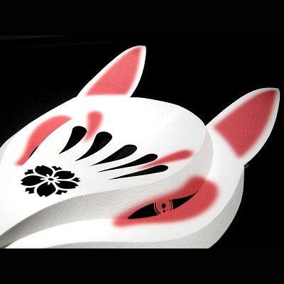 Fox Mask with Sakura Crest - Red, detail