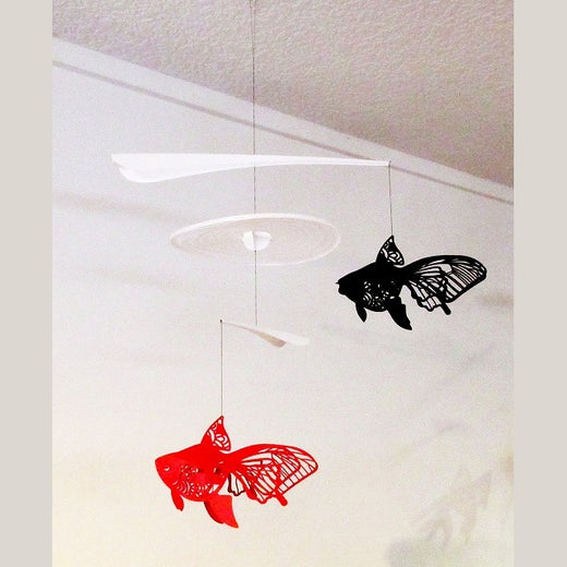 Ripples and Ryukin Goldfish Mobile - red and black pair