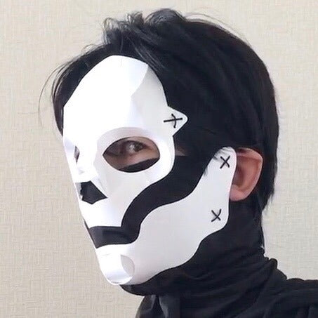 Gaikotsu Skull Face Mask - White, worn
