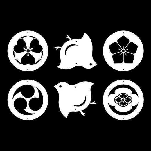 Kamon Crest Ornaments - White set of 6