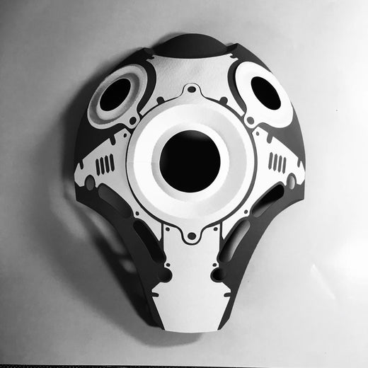 Cyber Mech Face - White x Black, front