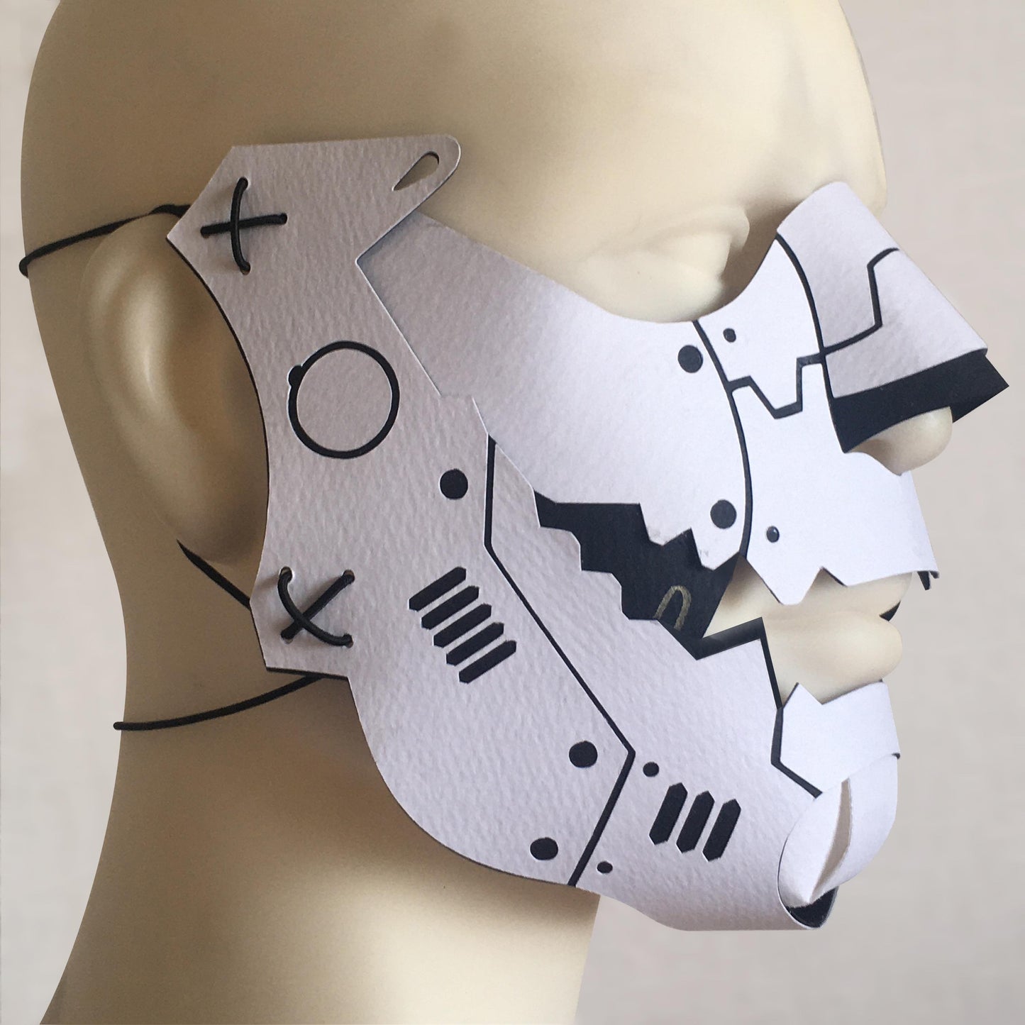 Cyber Menpo - White x Black, side view