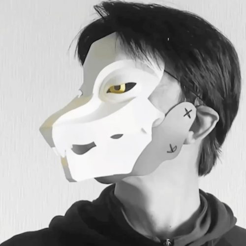 Lycanthrope Mask — werewolf papercraft mask kit with an articulated jaw, by Hayashi Takeo | KAMENYA OMOTE