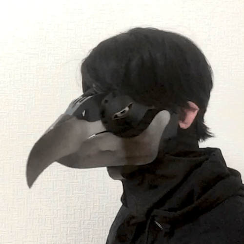 Karasumen — raven crow papercraft mask kit with an articulated beak, by Hayashi Takeo | KAMENYA OMOTE