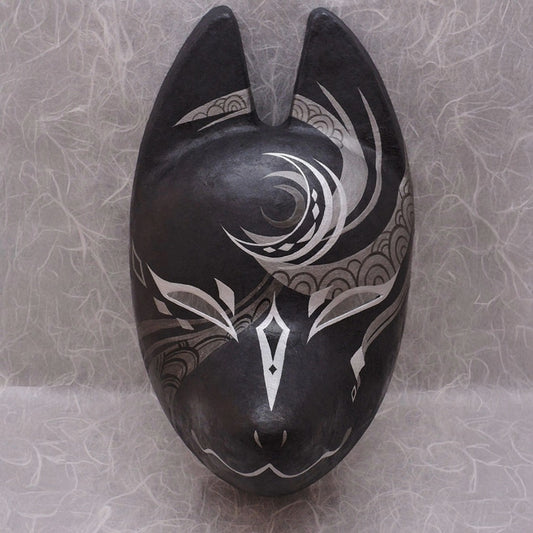 Yoiyami Twilight Fox Mask — handmade habutae-bari kitsune (fox) mask by Komendo | KAMENYA OMOTE