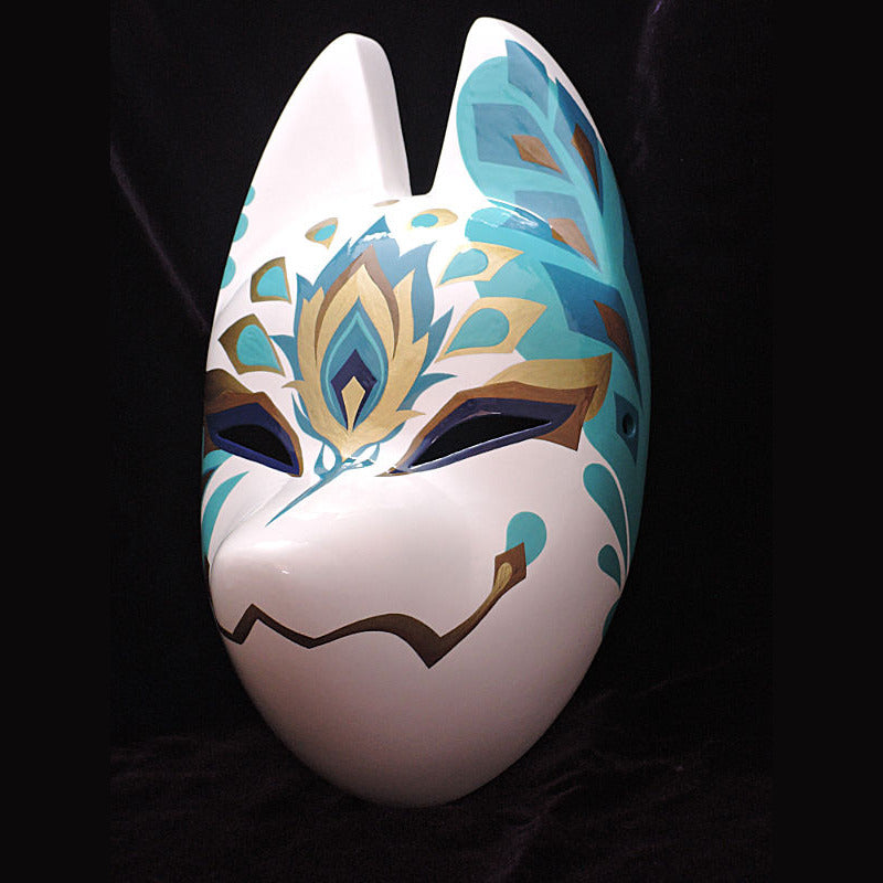 Ao Kujaku Peacock Fox Mask - Standard Kitsune Mask by Komendo