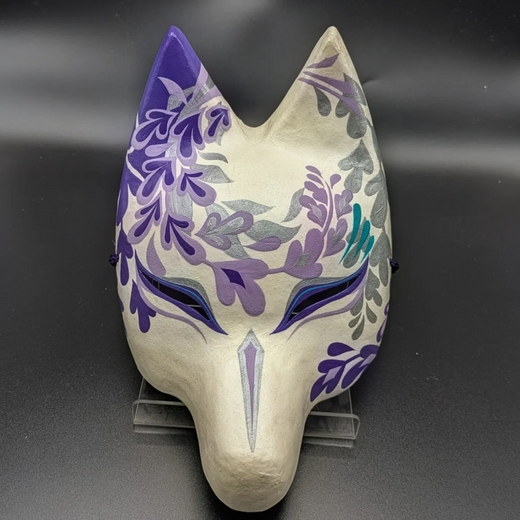 Fujishigure Half-Fox Mask — handmade habutae-bari kitsune (fox) mask by Komendo | KAMENYA OMOTE