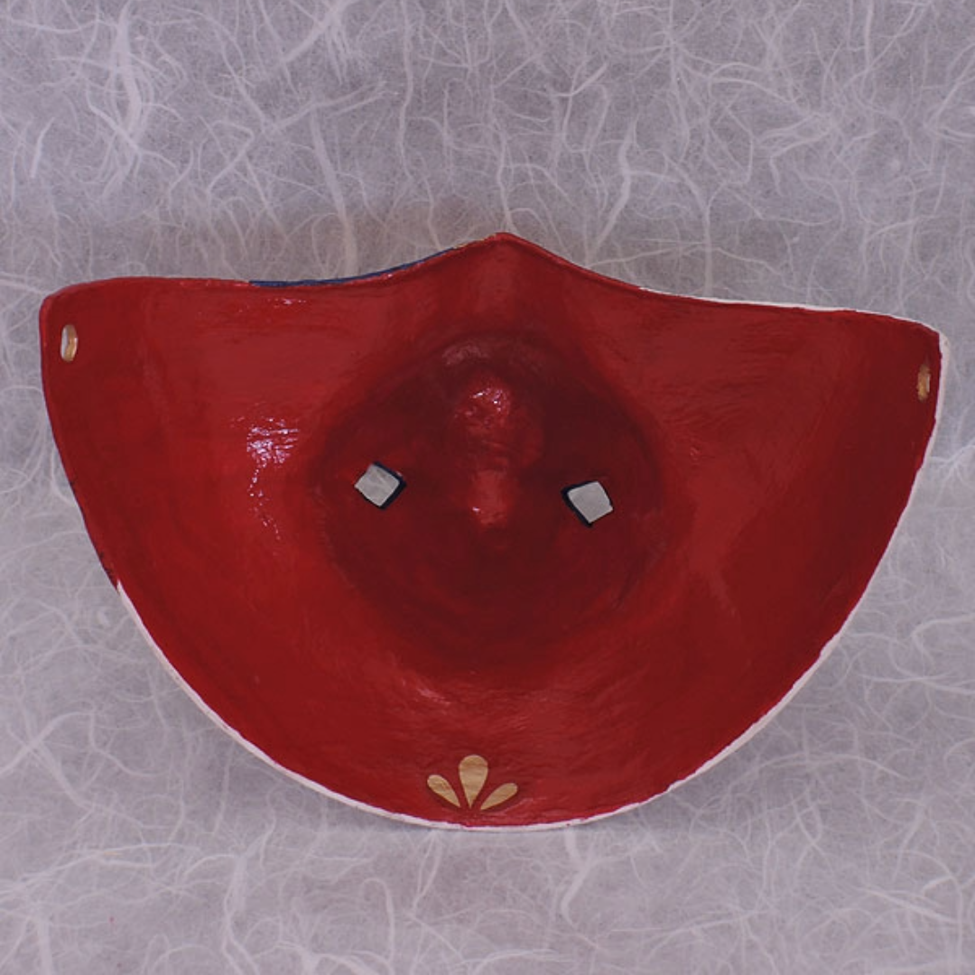 Higo Fox Chin Mask — handmade habutae-bari kitsune (fox) mask by Komendo | KAMENYA OMOTE