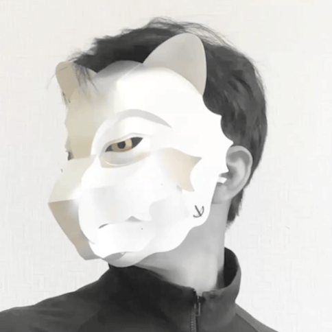 Panthera Mask white - articulated jaw in motion