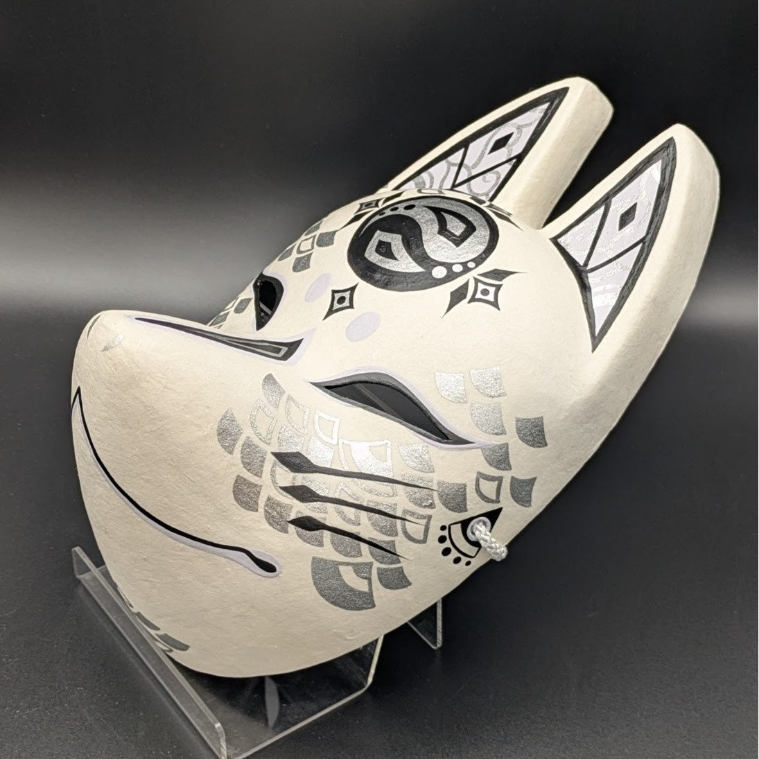 Ryujin Dragon God Fox Mask - Premium Habutae-bari Kitsune Mask by Komendo — handmade habutae-bari kitsune (fox) mask by Komendo | KAMENYA OMOTE